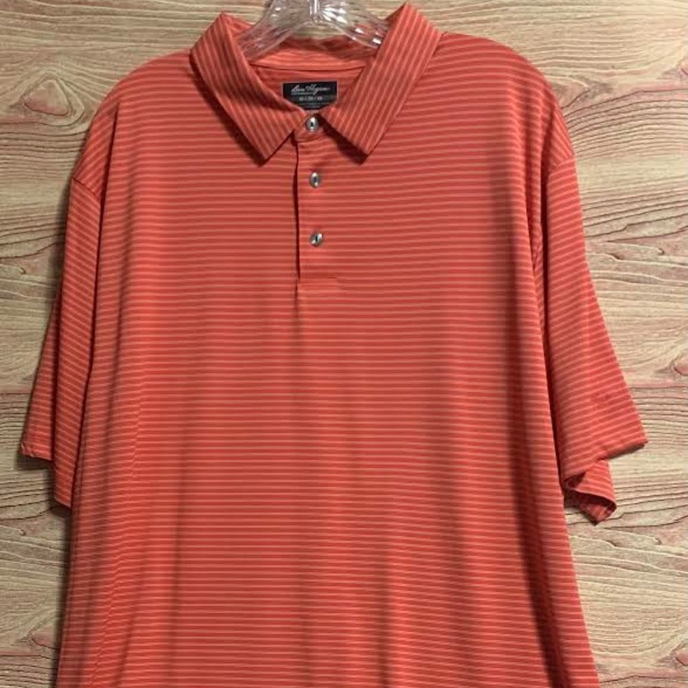 Ben Hogan Performance Polo Salmon with white stripes  Men Size XL NEW
